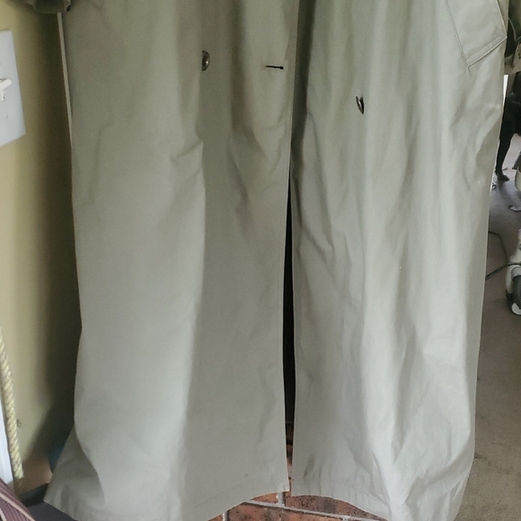 Men's Olive Green Trench Coat With Zippered - Picture 3 of 8